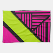 Dreiecksstreifen in Kalkgrün, Hot Pink und Schwarz Geschirrtuch (Horizontal)