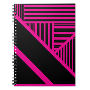 Dreiecksstreifen in Magenta und Schwarz Notizblock