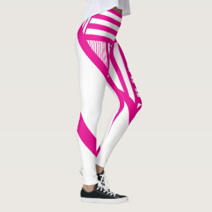 Dreiecksstreifen in Magenta und Weiß Leggings