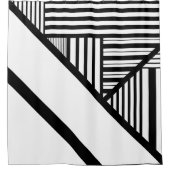 Dreiecksstreifen in Schwarz und Weiß Duschvorhang (Vorderseite)