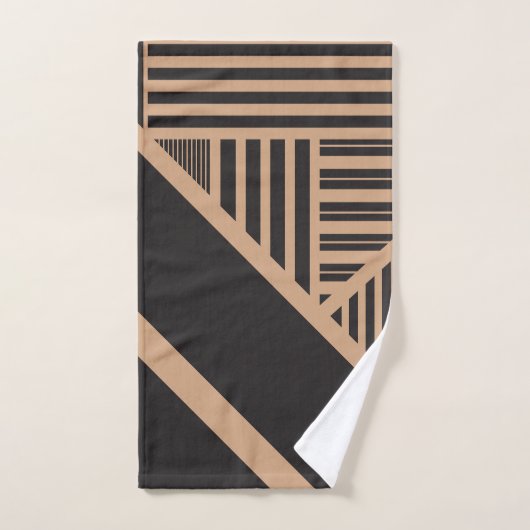 Dreiecksstreifen in Tan und Schwarz Badhandtuch Set (Handtuch)