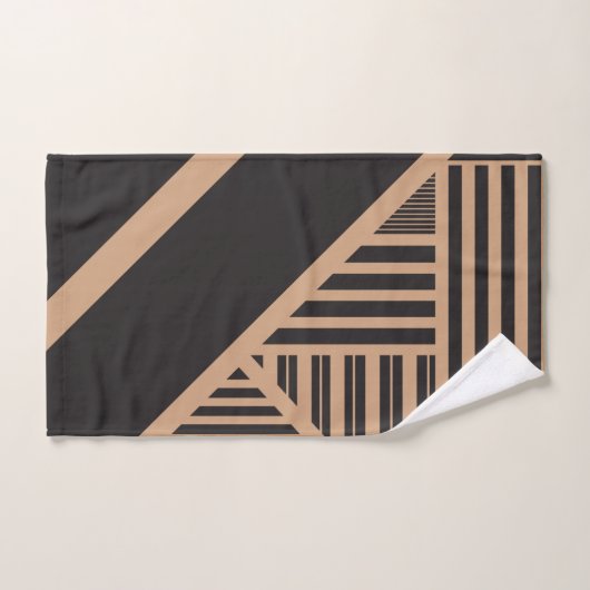 Dreiecksstreifen in Tan und Schwarz Badhandtuch Set (Handtuch)