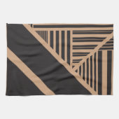 Dreiecksstreifen in Tan und Schwarz Geschirrtuch (Horizontal)