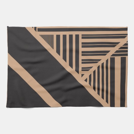 Dreiecksstreifen in Tan und Schwarz Geschirrtuch (Horizontal)