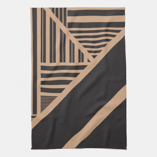 Dreiecksstreifen in Tan und Schwarz Geschirrtuch (Vertikal)