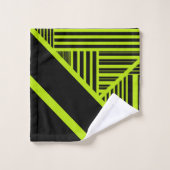 Dreiecksstreifen - Kalkgrün Badhandtuch Set (Waschlappen)