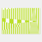 Dreiecksstreifen - Kalkgrün und Weiß Geschenkpapier Set (Vorderseite 3)