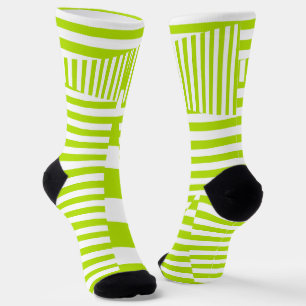 Dreiecksstreifen - Kalkgrün und Weiß Socken