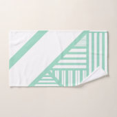 Dreiecksstreifen - Minzgrün und Weiß Badhandtuch Set (Handtuch)