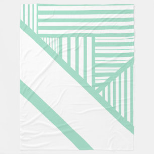 Dreiecksstreifen - Minzgrün und Weiß Fleecedecke