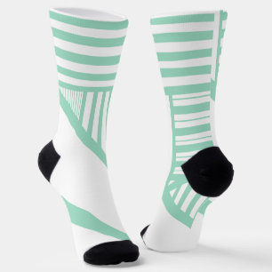 Dreiecksstreifen - Minzgrün und Weiß Socken