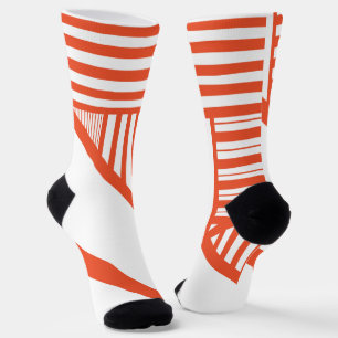 Dreiecksstreifen - orange und weiß socken
