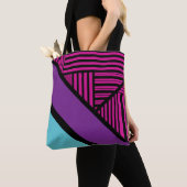 Dreiecksstreifen - rosa, Lila, blau und schwarz Tasche (Von Nahem)