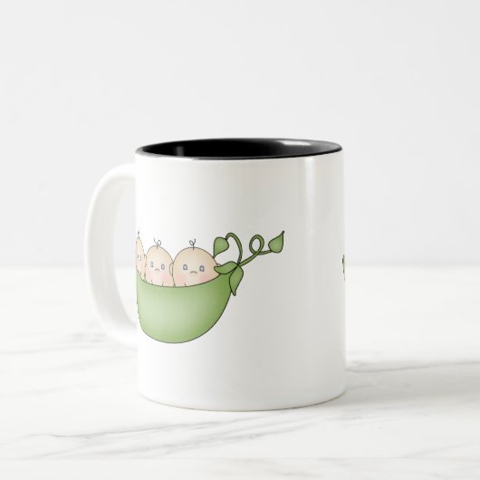 Dreiergruppe-Erbsen in einer Hülse Zweifarbige Tasse (Vorderseite Links)