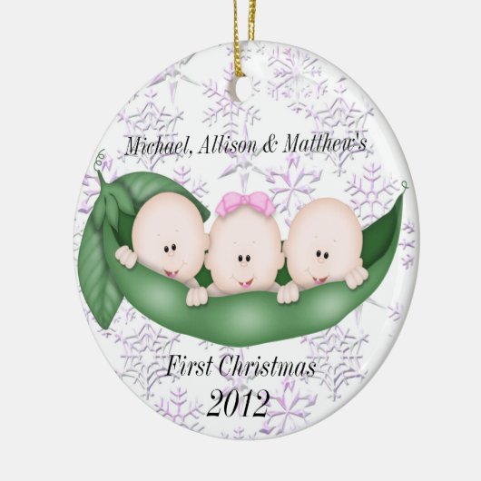 Dreiergruppe-erste Weihnachtsverzierung Keramikornament (Links)