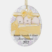 Dreiergruppe-erste Weihnachtsverzierung Keramikornament (Rechts)