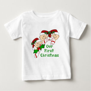 Dreiergruppe-erste Weihnachtszuckerstange Baby T-shirt