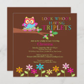 Dreiergruppe-Eulen-Babyparty-Einladungen Einladung (Vorne/Hinten)