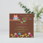 Dreiergruppe-Eulen-Babyparty-Einladungen Einladung (Stehend Vorderseite)