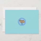 DREIERGRUPPE Monkeys Babyparty-Einladungen BLAUES Einladung (Rückseite)