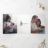 Dreifach 4 Foto Wasserfarbkarte Evergreen Tree Gefaltete Urlaubskarte (Innenseite)