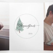 Dreifach 4 Foto Wasserfarbkarte Evergreen Tree Gefaltete Urlaubskarte (Innenseite Mitte)