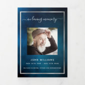 Dreifach-Beerdigungsdenkprogramm des Blue Sky Foto Dreifach Gefaltete Ankündigung (Cover)