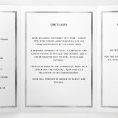 Dreifach-Beerdigungsprogramm für weißes, blumensil Dreifach Gefaltete Ankündigung (Innenseite Mitte)