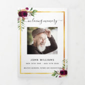 Dreifach-Beerdigungsprogramm für Weißes Foto Dreifach Gefaltete Ankündigung (Cover)