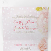 Dreifach-Blush-Rose in einer Einladung zur Hochzei (Innen Erste Seite)