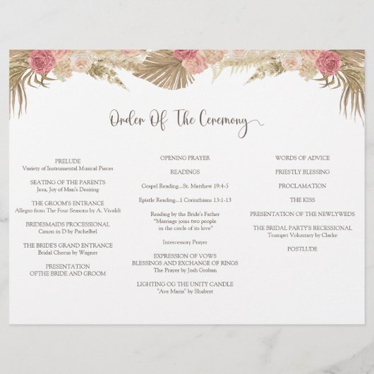 Dreifach-Boho-Blumenhochzeit Flyer (Hinten)