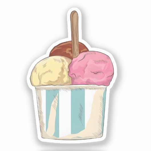 Dreifach-Eiscreme-Tasse Aufkleber (Vorderseite)