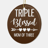 Dreifach gesegnete Mama drei Jungen Mädchen Kinder Keramik Ornament (Links)