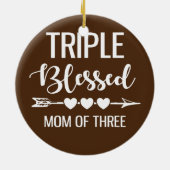 Dreifach gesegnete Mama drei Jungen Mädchen Kinder Keramik Ornament (Hinten)