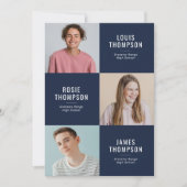 Dreifach Grad 3 Foto Navy Graduation Party Einladung (Vorderseite)