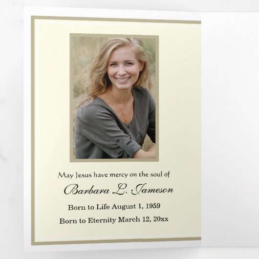 Dreifach Guadalupe-Rose Katholische Beerdigungsden Dreifach Gefaltete Karte (Innen Erste Seite)