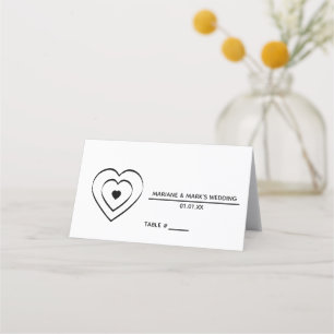 Dreifach-Herz-Schwarz-Weiß-Hochzeitstisch-Nummer Platzkarte
