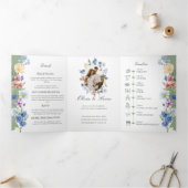 Dreifach Hochzeitseinladung von Sage Green Wildblu Dreifach-gefaltete Programmkarte (Innenseite)