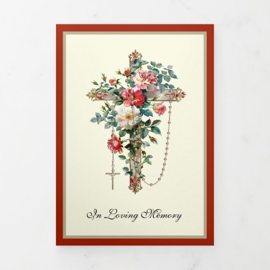 Dreifach katholische Gedenkstätte zur Beerdigung v Dreifach Gefaltete Karte (Cover)