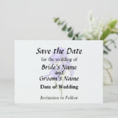 Dreifach Lila Iris Save The Date (Stehend Vorderseite)