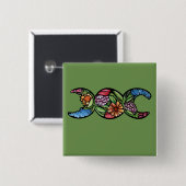 Dreifach-Mond-Symbol-Blüte Button (Vorne & Hinten)