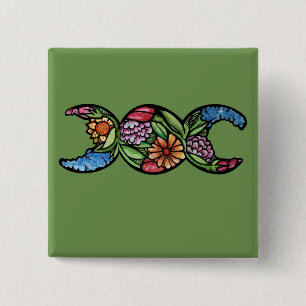 Dreifach-Mond-Symbol-Blüte Button