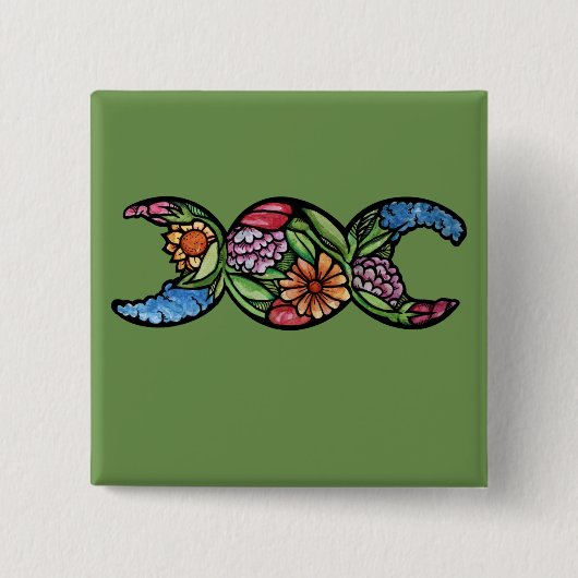 Dreifach-Mond-Symbol-Blüte Button (Vorderseite)