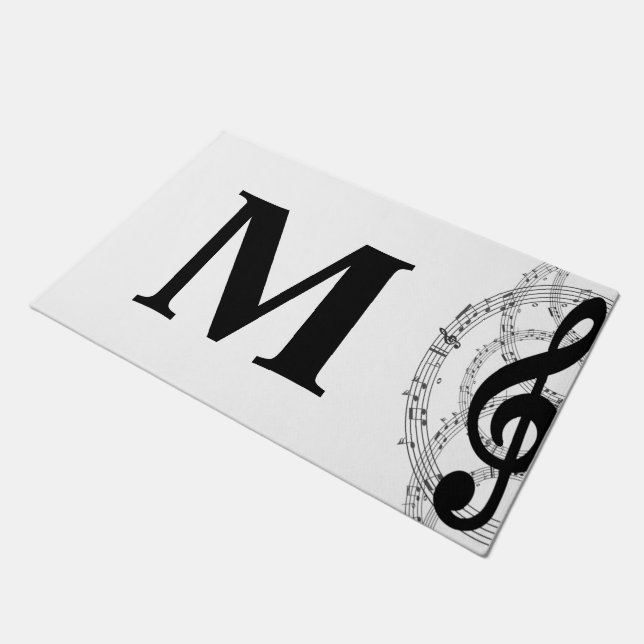 dreifach Musiknote Musiker Monogramm Fußmatte (Schrägansicht)