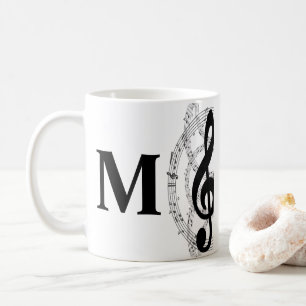 dreifach Musiknote Musiker Monogramm Kaffeetasse