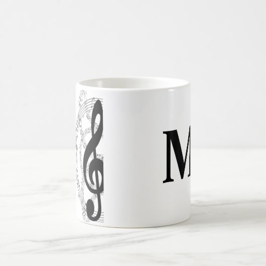 dreifach Musiknote Musiker Monogramm Kaffeetasse (Mittel)