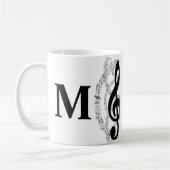dreifach Musiknote Musiker Monogramm Kaffeetasse (Links)