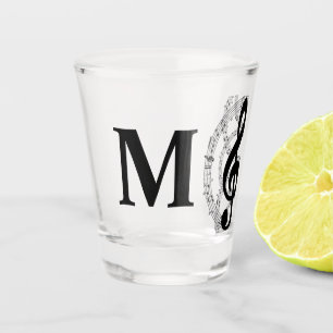 dreifach Musiknote Musiker Monogramm Schnapsglas