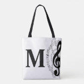 dreifach Musiknote Musiker Monogramm Tasche (Rückseite)