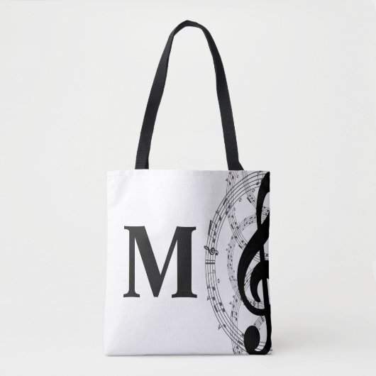 dreifach Musiknote Musiker Monogramm Tasche (Vorderseite)